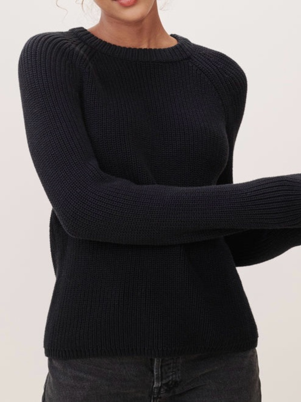 Jenni Kayne Cotton Fisherman Sweater in black size M